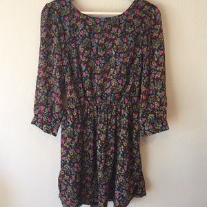 Dark floral dress.