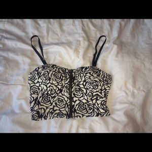 Black & white rose crop top