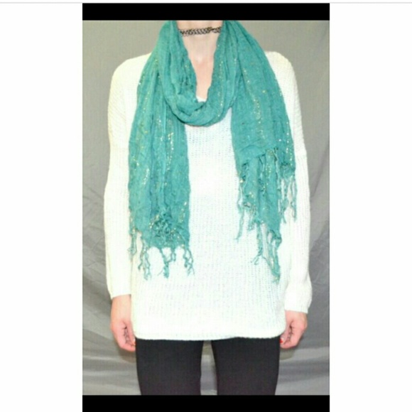 Teal and sequin winter scarf