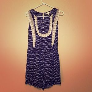 Navy blue polka dot romper
