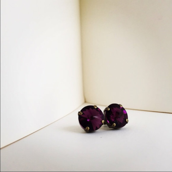 Amethyst Swarovski Element studs, 12mm - Picture 1 of 1