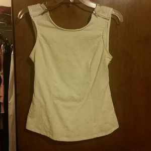 Zipper shouldered and cut out back white shirt