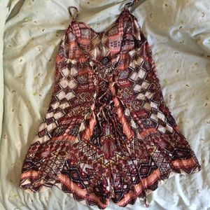 Orange/brown Tribal print romper