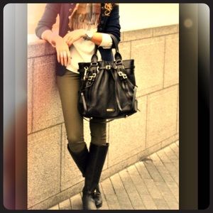 Designer black riding boots