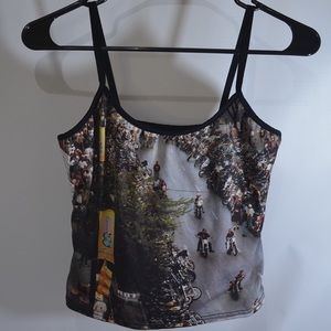 Vintage Motorcyclist Print Tank Top