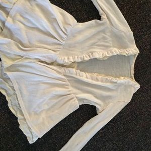 Peplum ivory / off white cardigan with ruffle