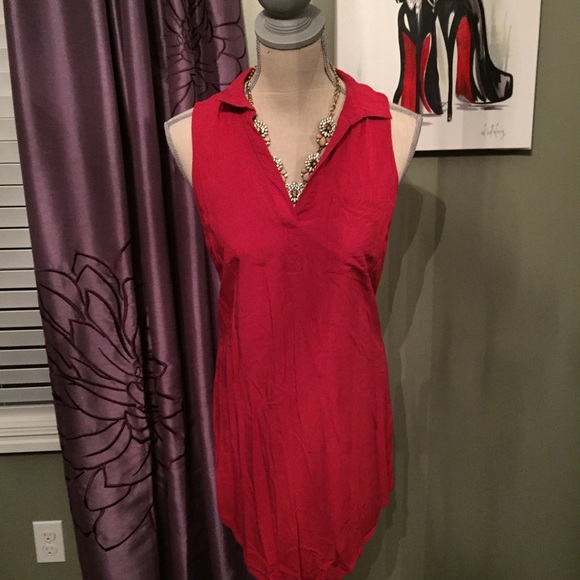 Red collared dress