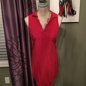 Red collared dress