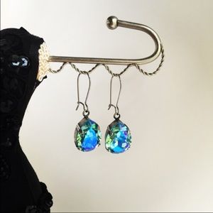 Teardrop earrings, glacier blue Swarovski element