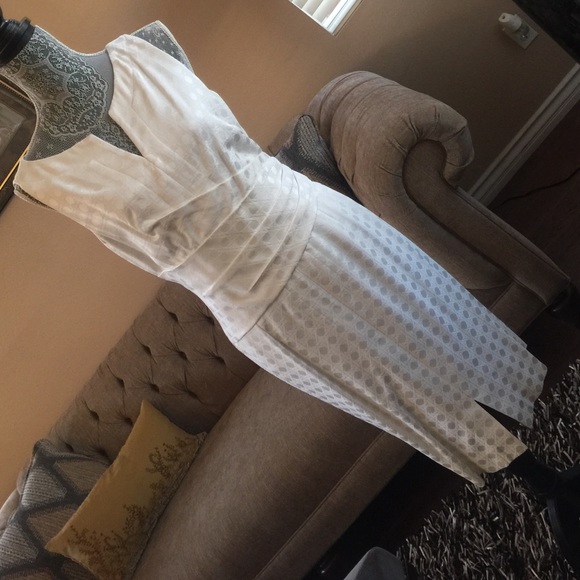 Drapped Waist off white knee length dress