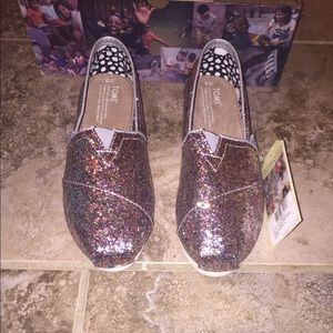 Brand new in box toms multi color glitter flats