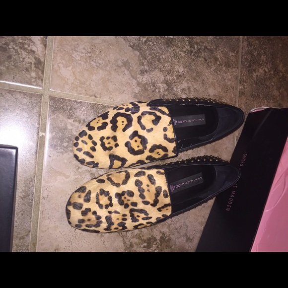 Steve Madden leopard loafers
