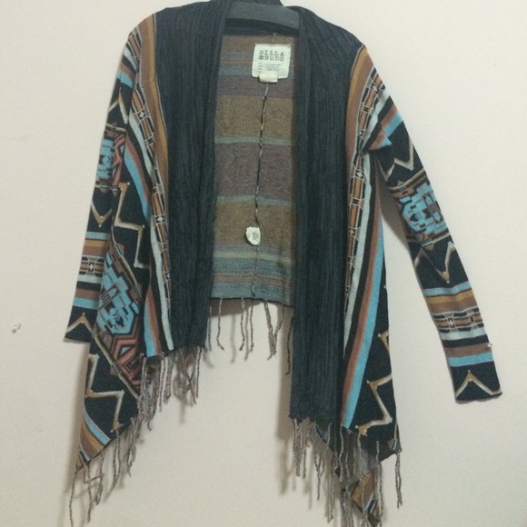 Fringe Aztec Knit Cardigan