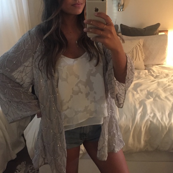 Sequin Bead Kimono Throw