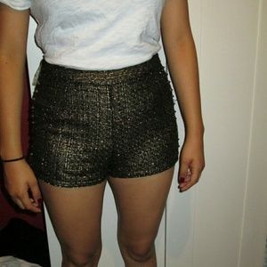 Black/gold tweed high waited shorts