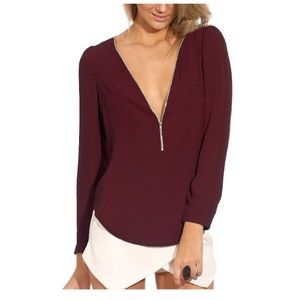 NWOT Sexy zipper chiffon blouse