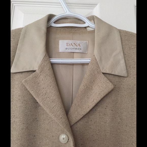 DESIGNER DANA BUCHMAN TWEED GENUINE LEATHER TRIM