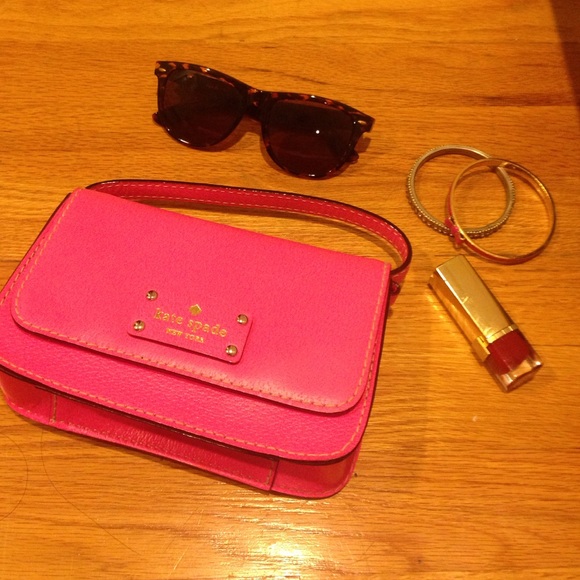 Hot Pink Kate Spade cross body leather bag