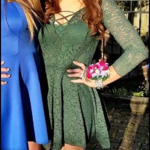 Forest Green Free People Lace Dress & Slip