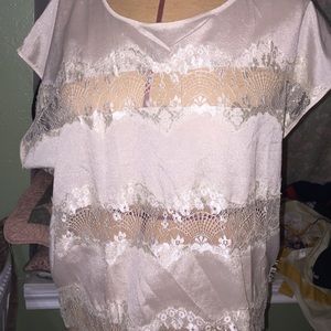 Crime white lace-&-silk top