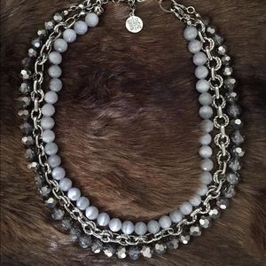 Silvertone Grey Crystal Convertible Necklace