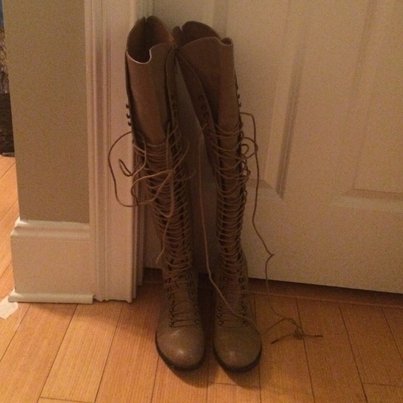 Thigh high lace up boots