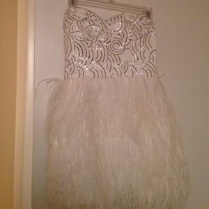 Beautiful white and silver feather dress