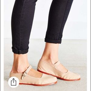 Nude Cotton Mary Jane flats