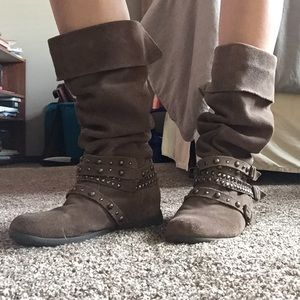 Brown suede boots