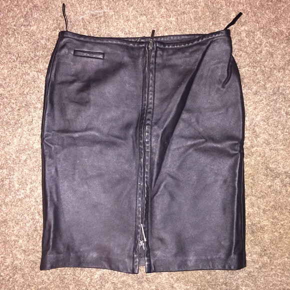 Express Leather Mid Rise Zip Up Skirt