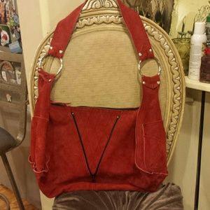Red suede purse