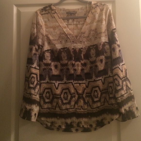 Matty m v neck patterned polyester top - Picture 1 of 1