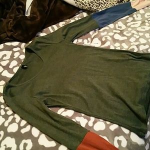 A multicolored shirt with two different colored