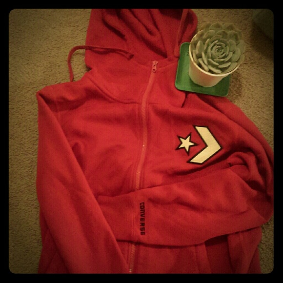 Unisex Converse High Neck Red Hoodies - Picture 1 of 4