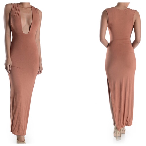 Deep V neck dress