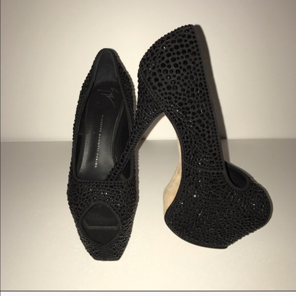 Giuseppe Zannotti Crystal Coated Suede Platforms - Picture 2 of 6