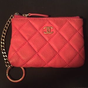 Chanel o ring key holder fuchsia pink