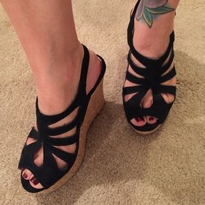 Black Suede Steve Madden Wedges.