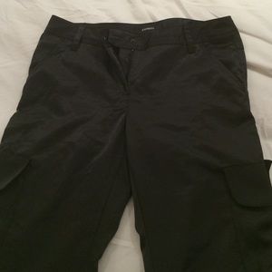 Black Satiny Express Cargo Pants