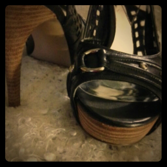 Guess Shoes - Guess sling back black wedge sandals