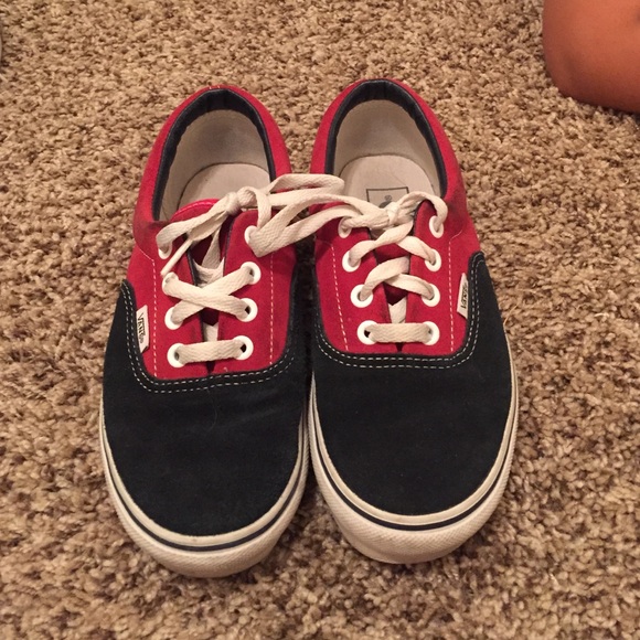 Red and black girl vans