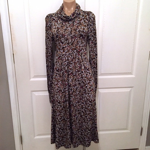 H & M floral turtle neck midi dress