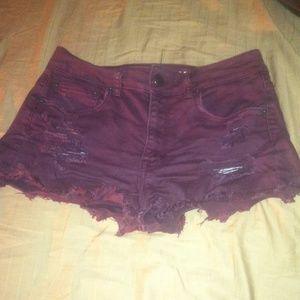 Maroon High Waisted Shorts