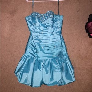 Strapless, Light Blue Homecoming Dress
