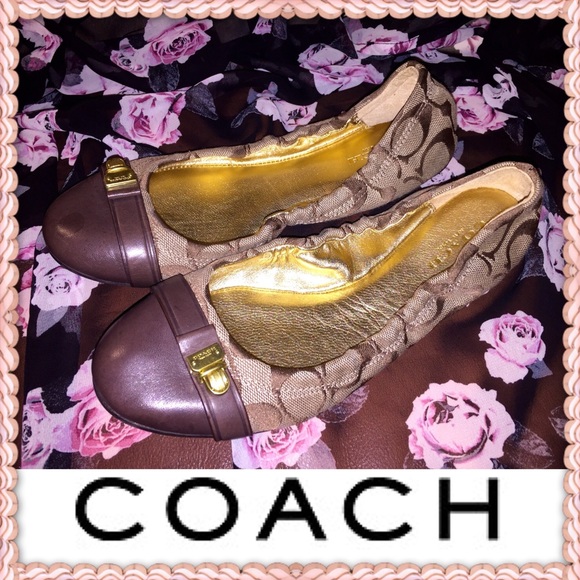 NWOT COACH Delphine Beige Jacquard Ballet Flats