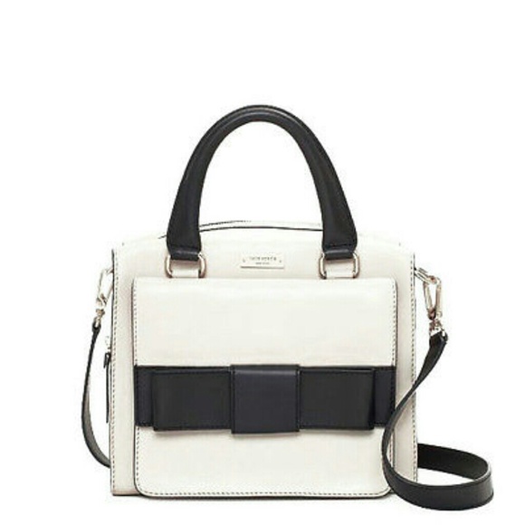 kate spade Handbags - KATE SPADE $448 White Navy Bow Satchel