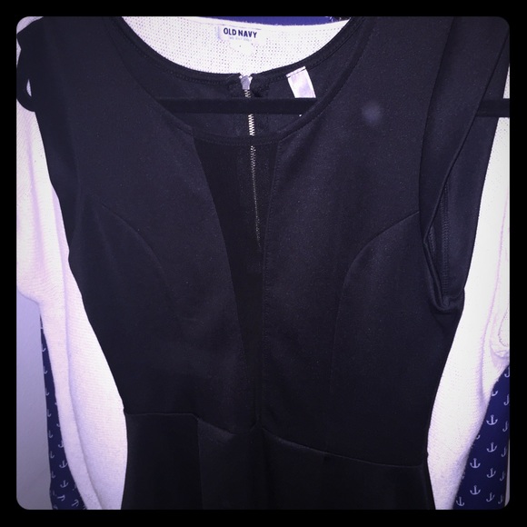 Black Vneck Mesh Peplum Top