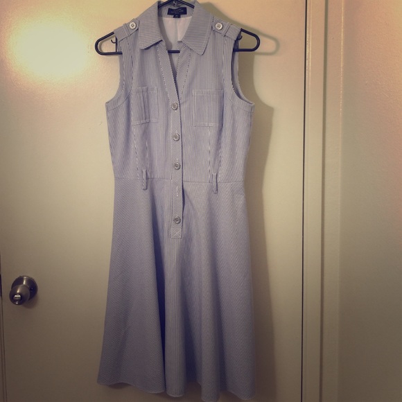 Tahari Blue and white striped dress