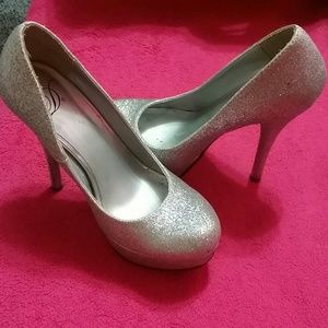 silver high heels