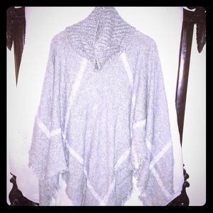 Plush Silver w/white stripes poncho sweater 🎀🎀